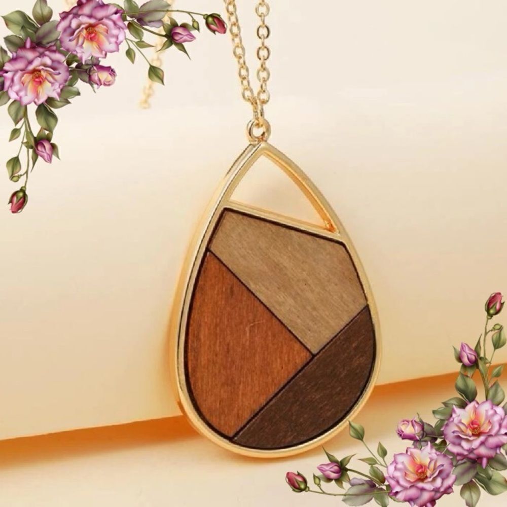 Teardrop Shaped Pendant Necklace fall vibes autumn colors harvest theme‎